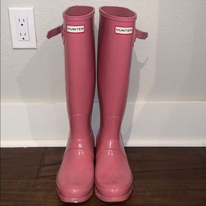 Pink hunter rain boots